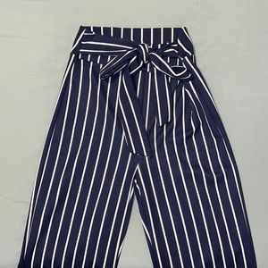 Striped wide-leg pants